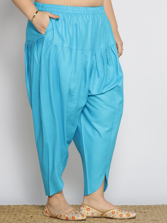 Turquoise Rayon Tulip Salwar