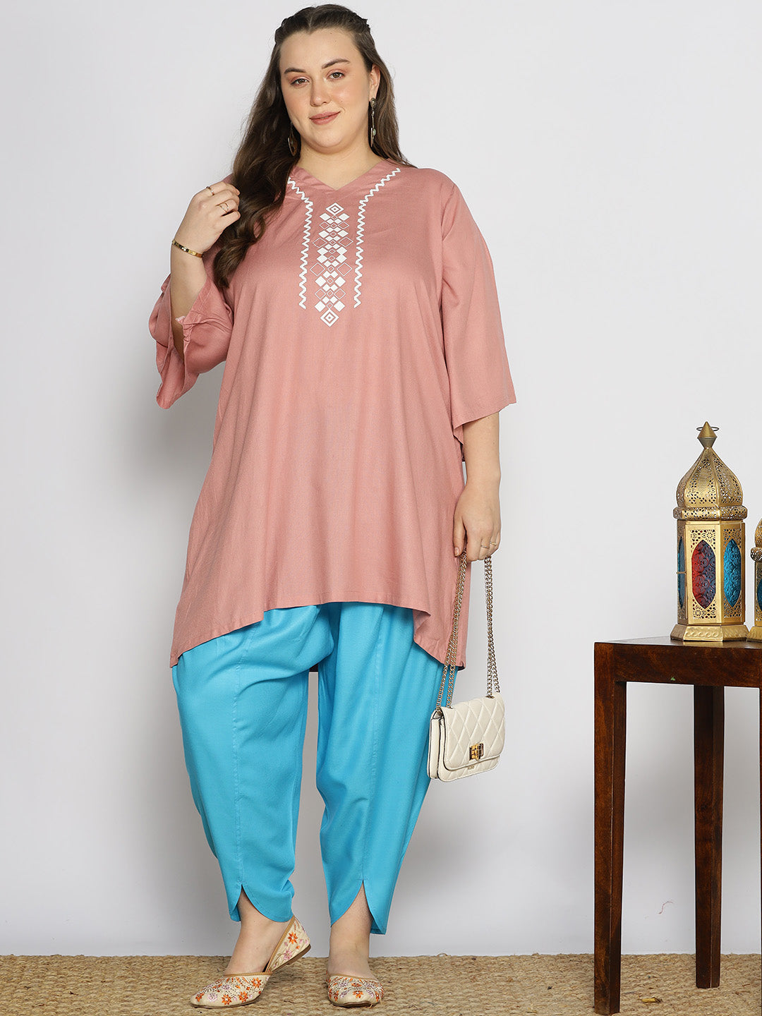 Turquoise Rayon Tulip Salwar