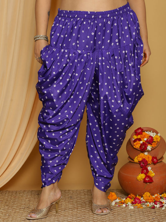 PurpleBandhani Crepe Silk Dhoti