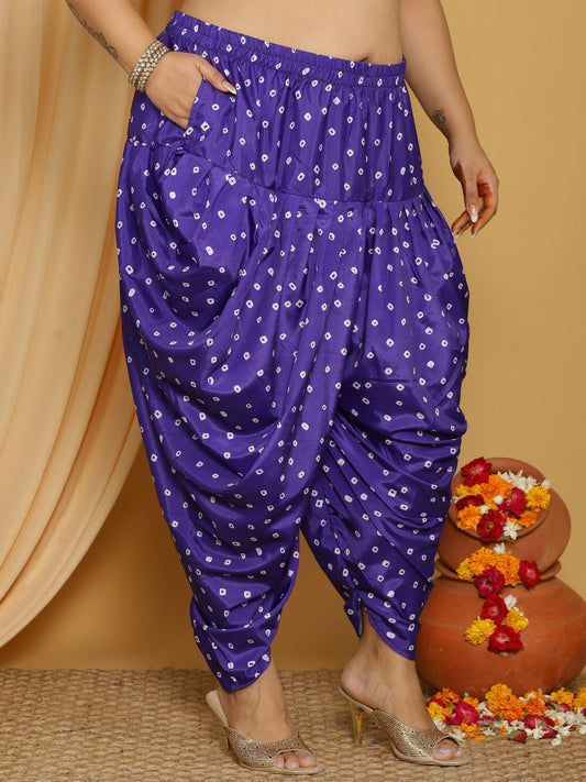 PurpleBandhani Crepe Silk Dhoti