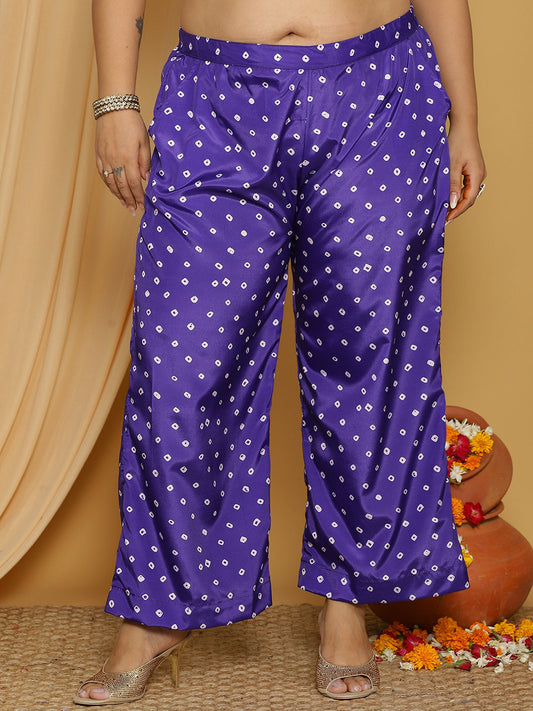 PurpleBandhani Crepe Silk Palazzo Pants