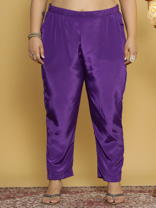 Violet Crepe Silk Pants