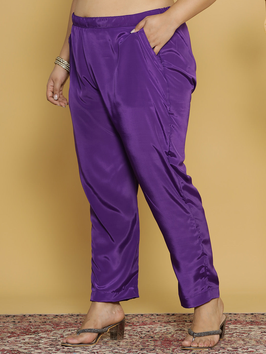 Violet Crepe Silk Pants