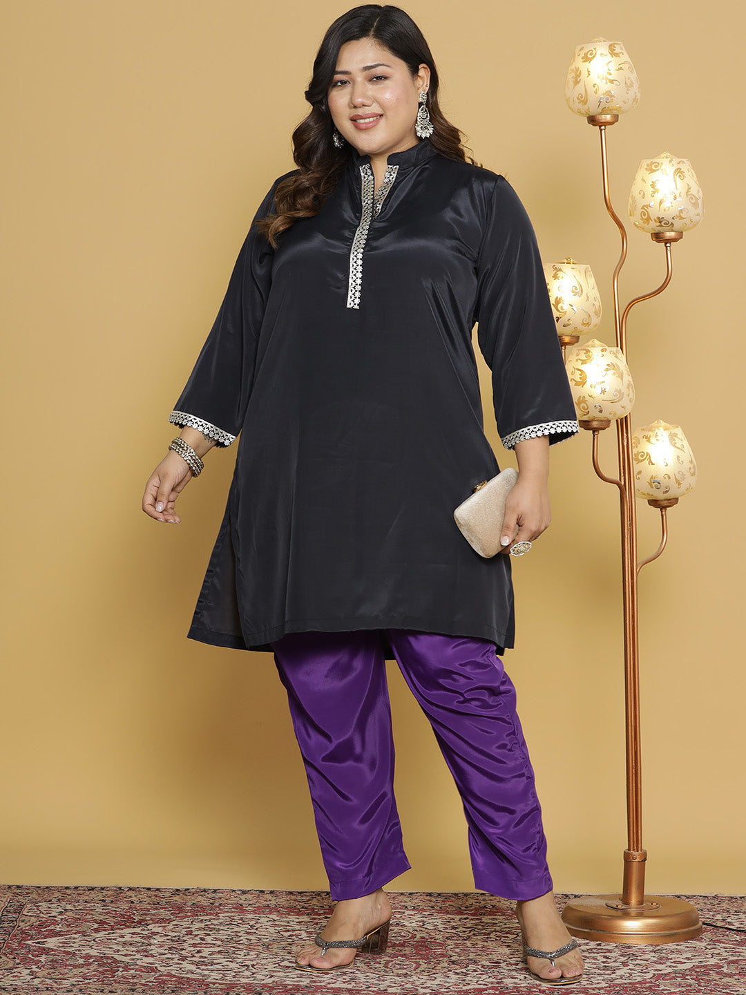 Violet Crepe Silk Pants