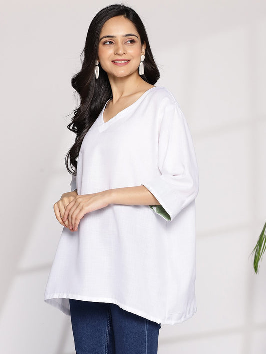 White CottonSlub CasualTop