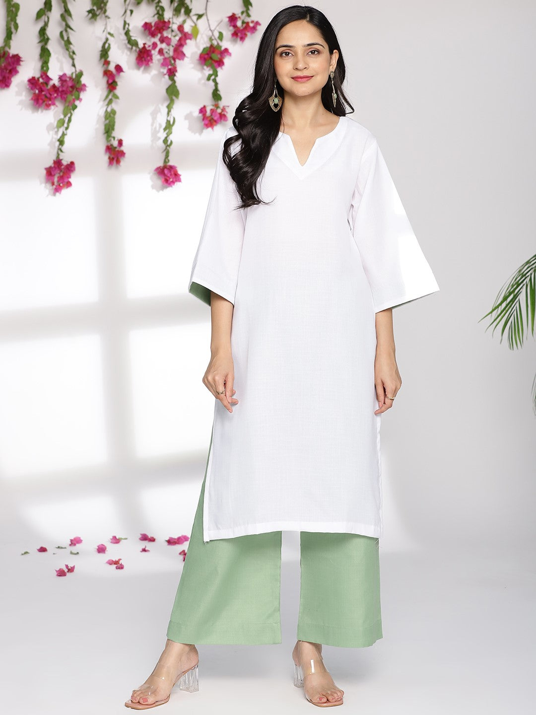 White CottonSlub LongKurta