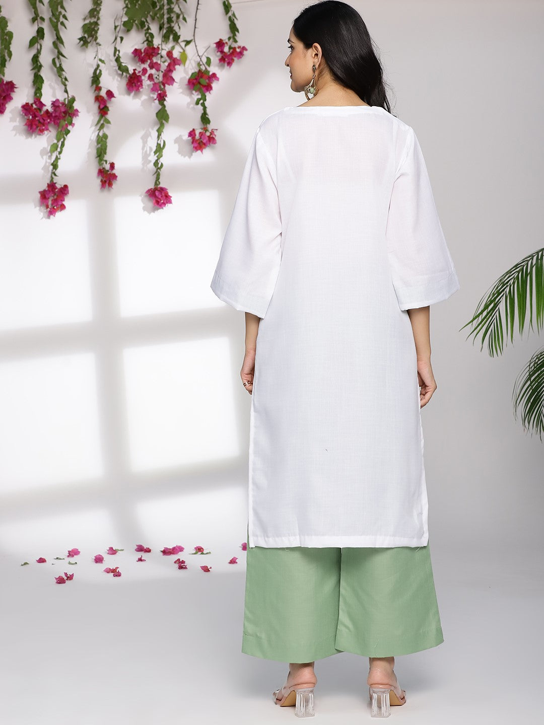 White CottonSlub LongKurta