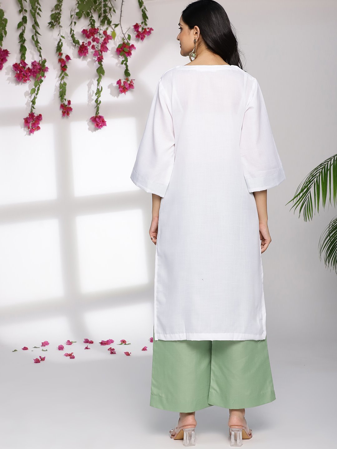 White CottonSlub LongKurta - Florian