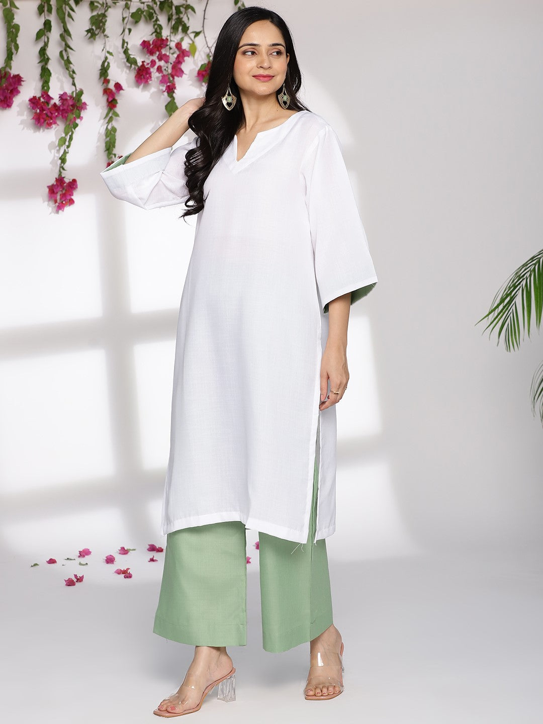 White CottonSlub LongKurta