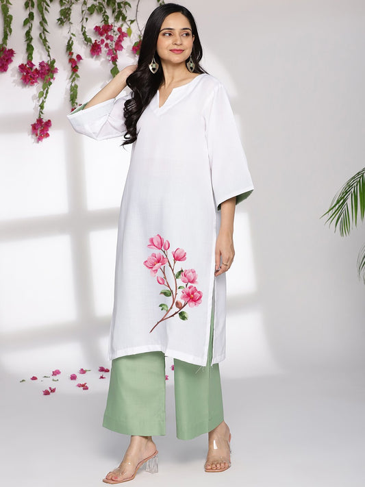 White CottonSlub OversizedTop - AzureAmber