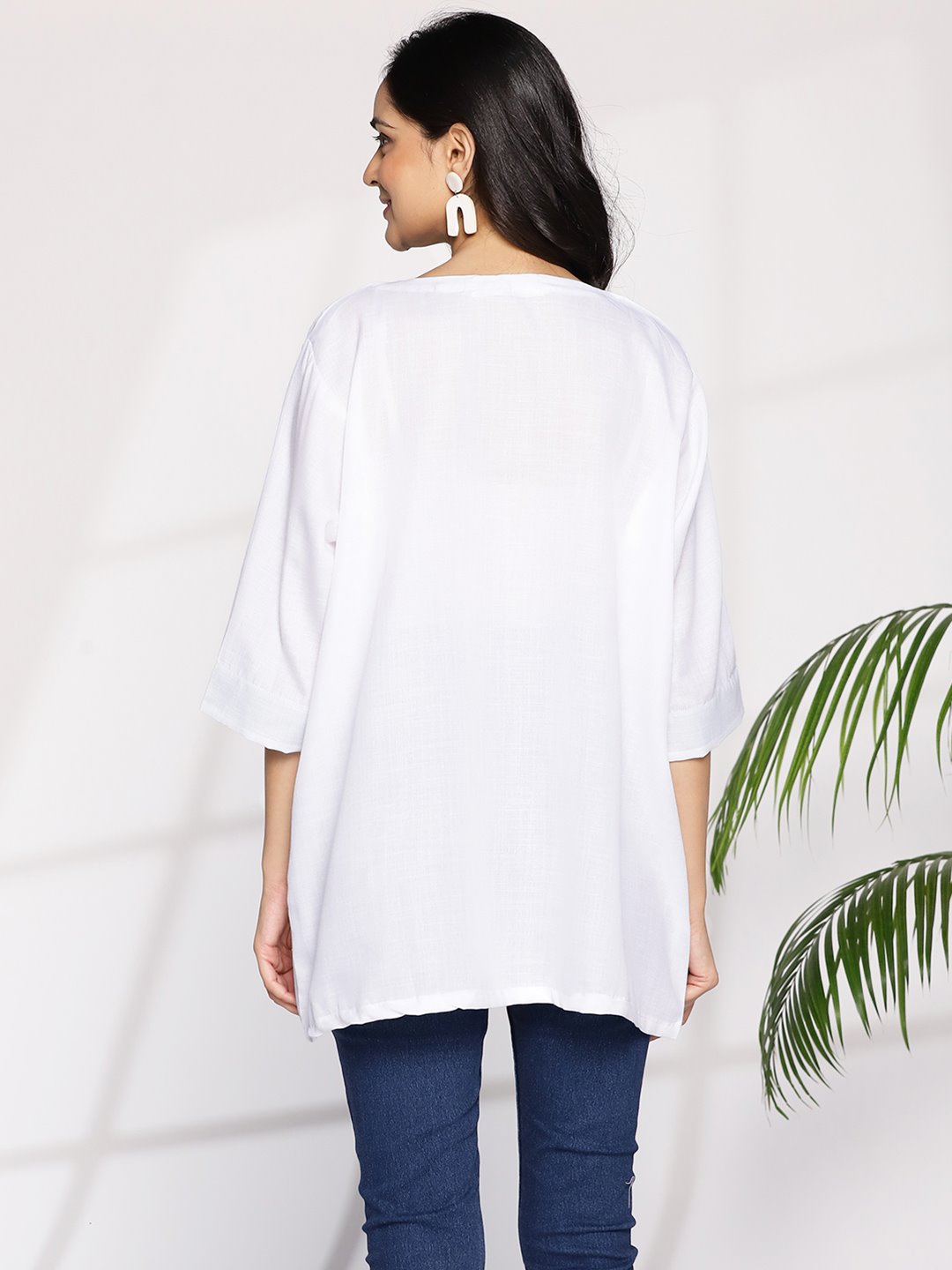 White CottonSlub OversizedTop - AzureAmber