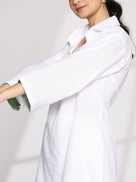 White CottonSlub ShirtTop - Tula