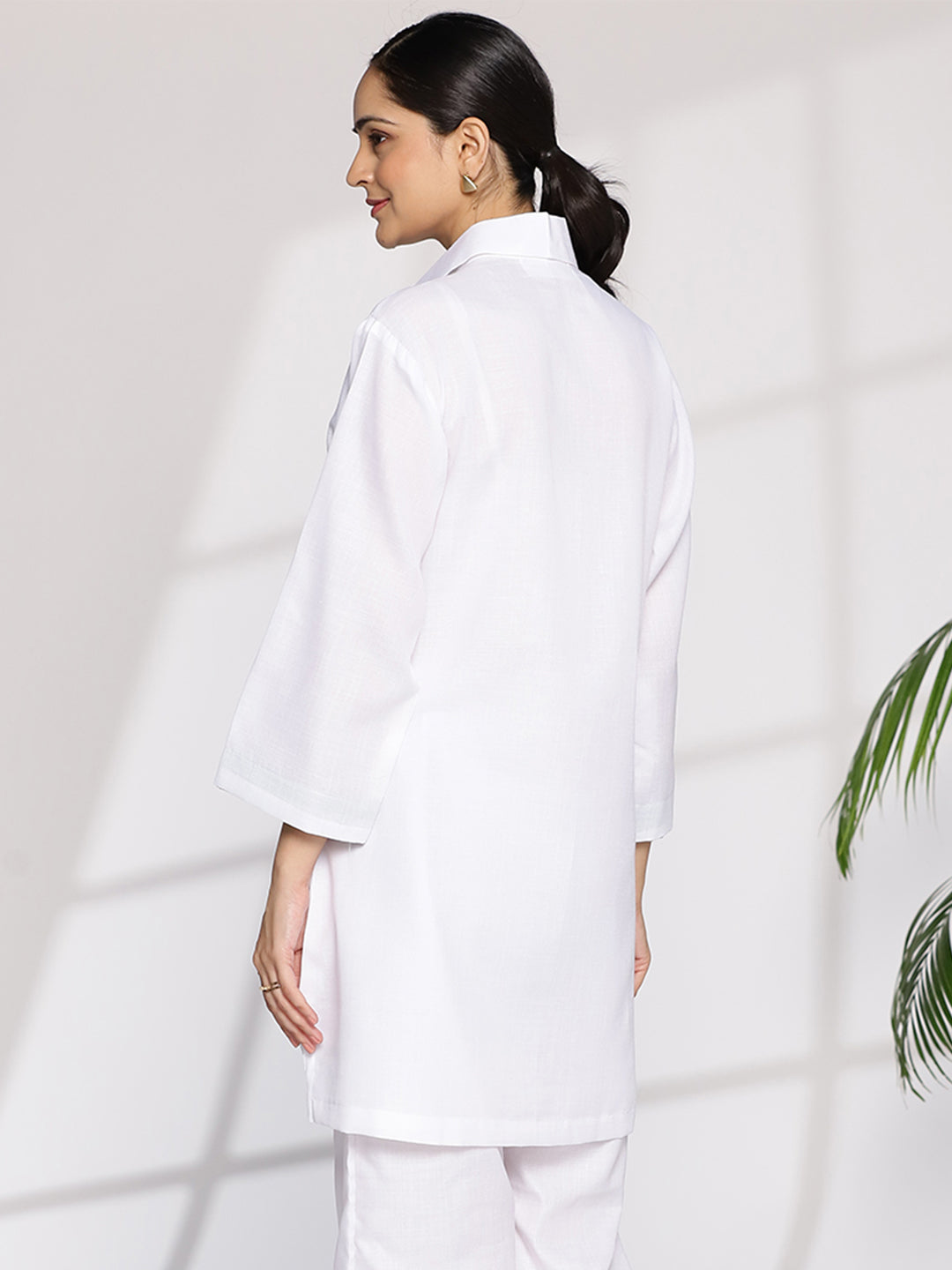 White CottonSlub ShirtTop - Tula