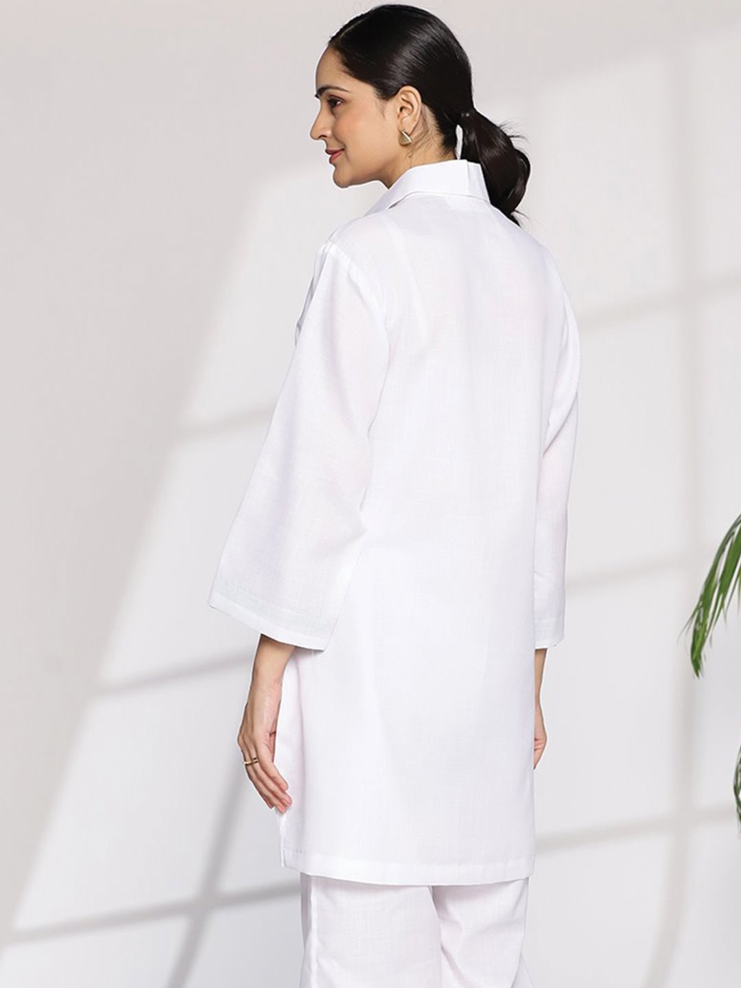 White CottonSlub ShirtTop - Tula