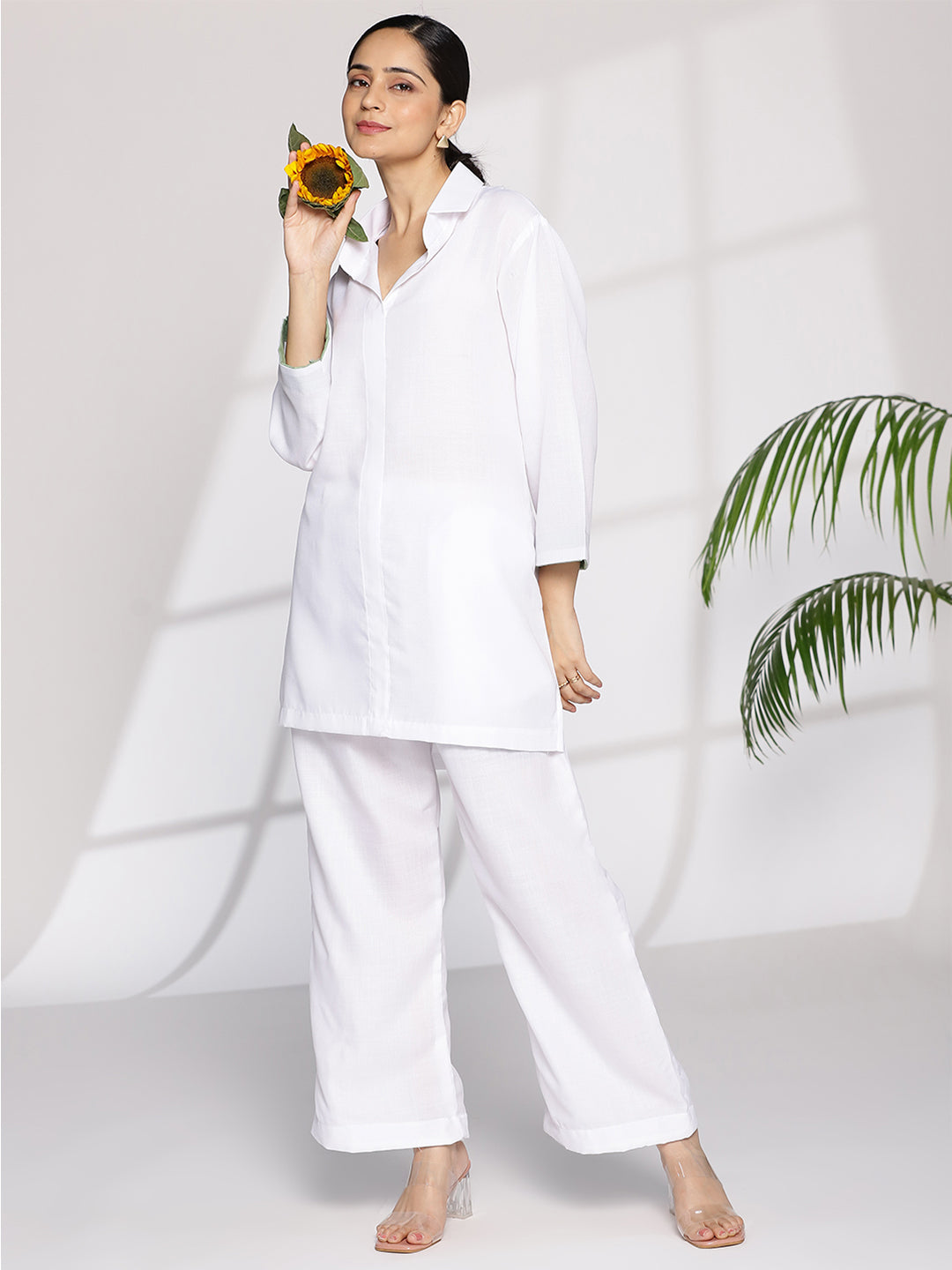 White CottonSlub ShirtTop - Tula