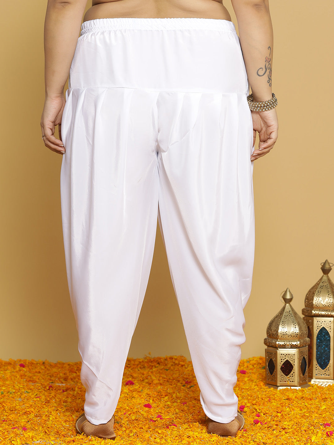 White Crepe Silk Tulip Salwar