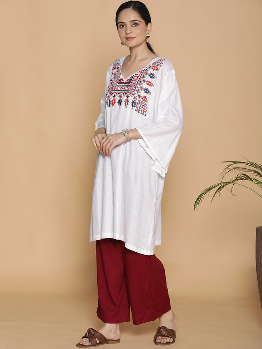 White Rayon Kurti - Exuberance