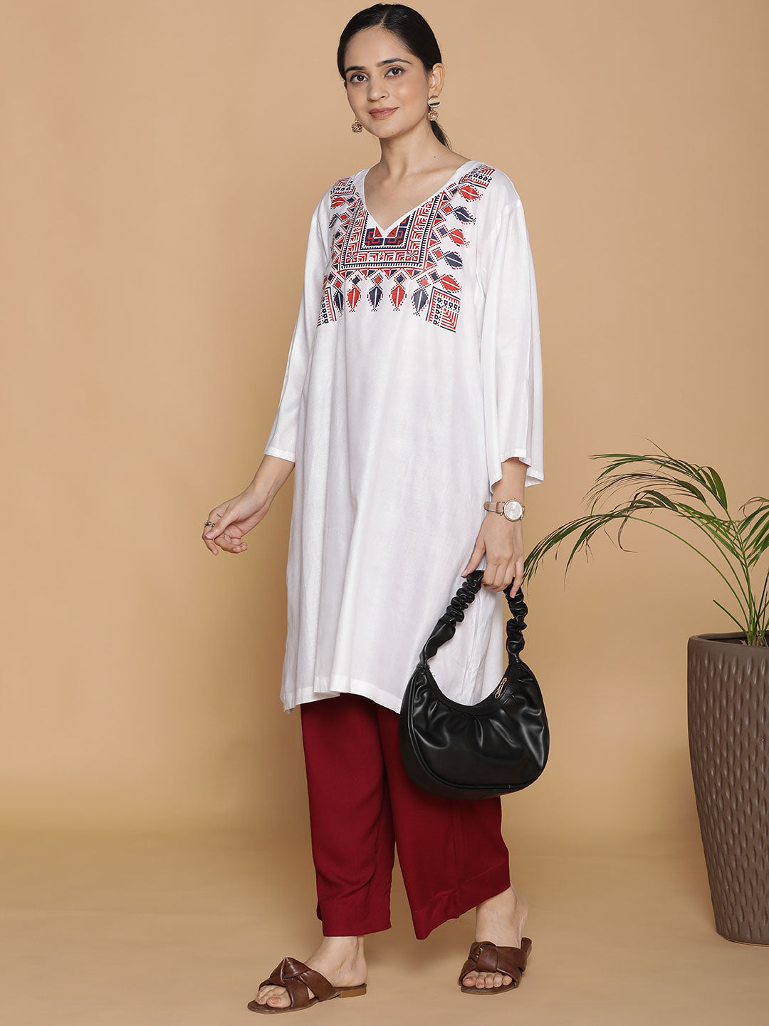 White Rayon Kurti - Exuberance