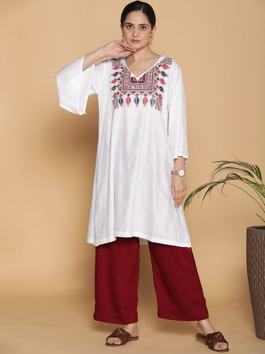 White Rayon Kurti - Exuberance