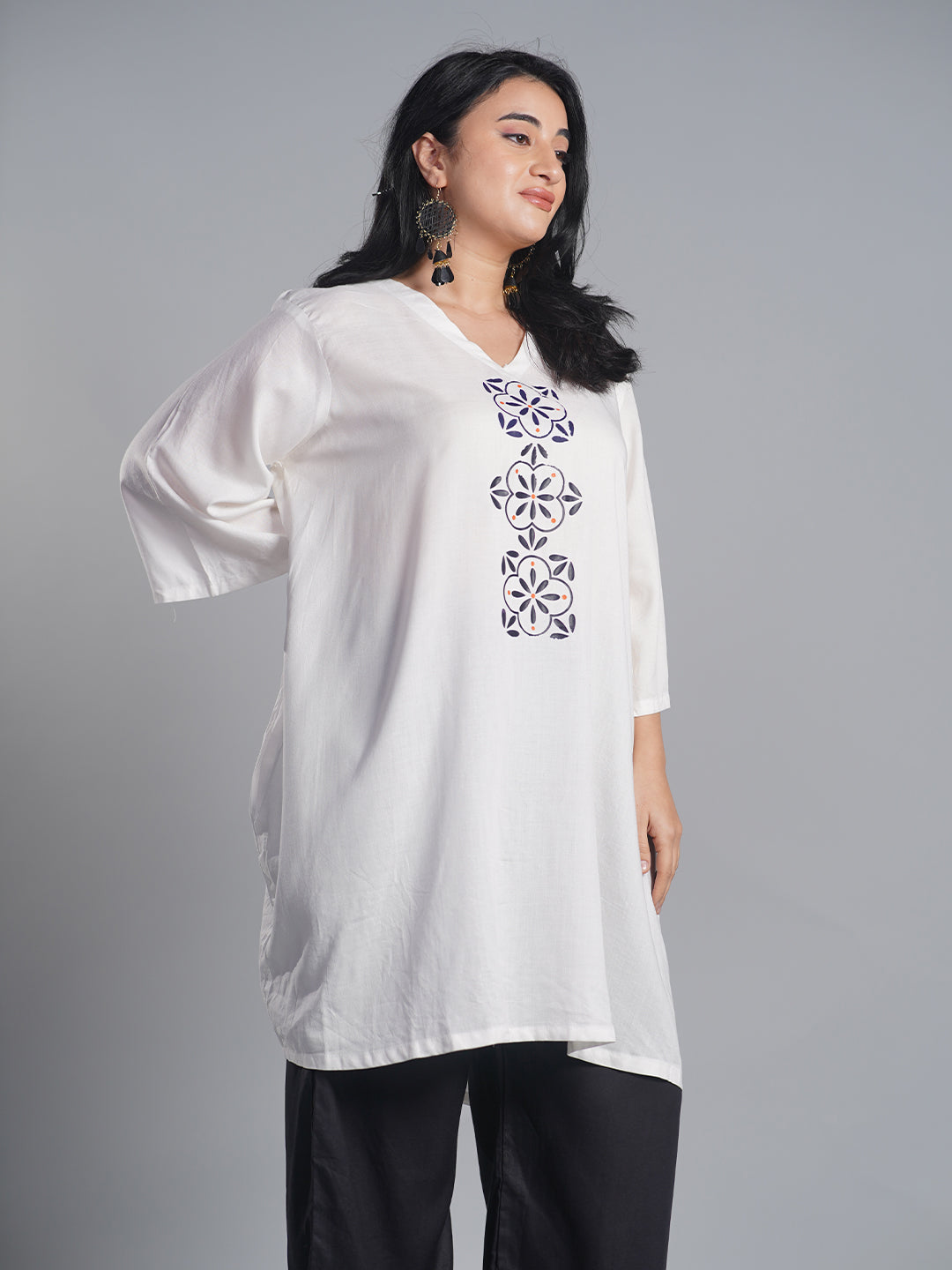 White Rayon Kurti - Hulchul