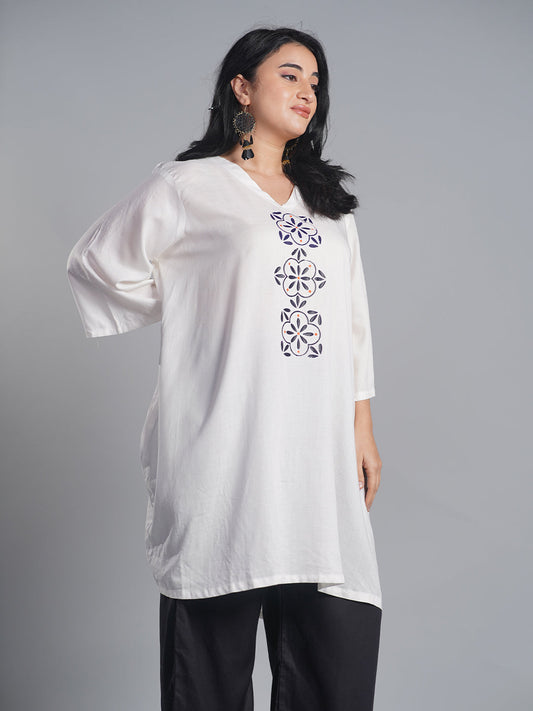 White Rayon Kurti - Hulchul