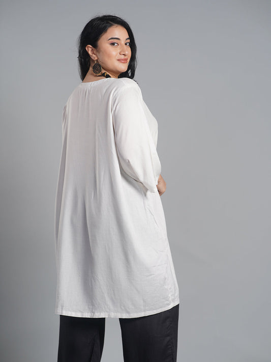 White Rayon Kurti - Hulchul