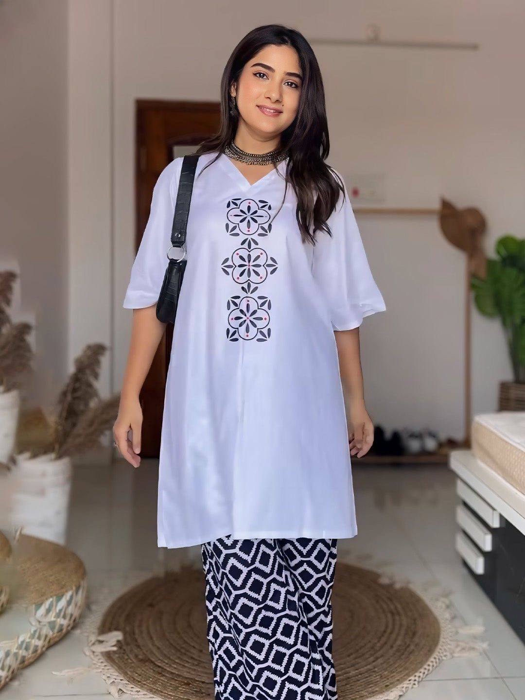 White Rayon Kurti - Hulchul