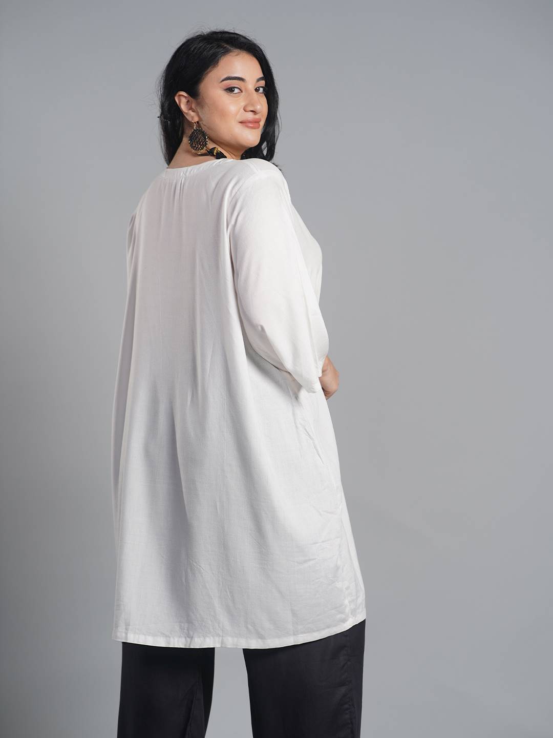 White Rayon Kurti - TopsyTurvy