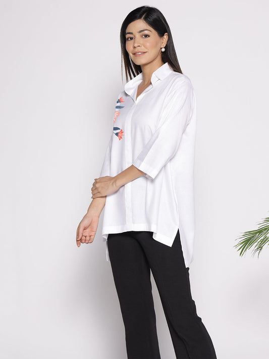 White Rayon ShirtTop - Magnolia