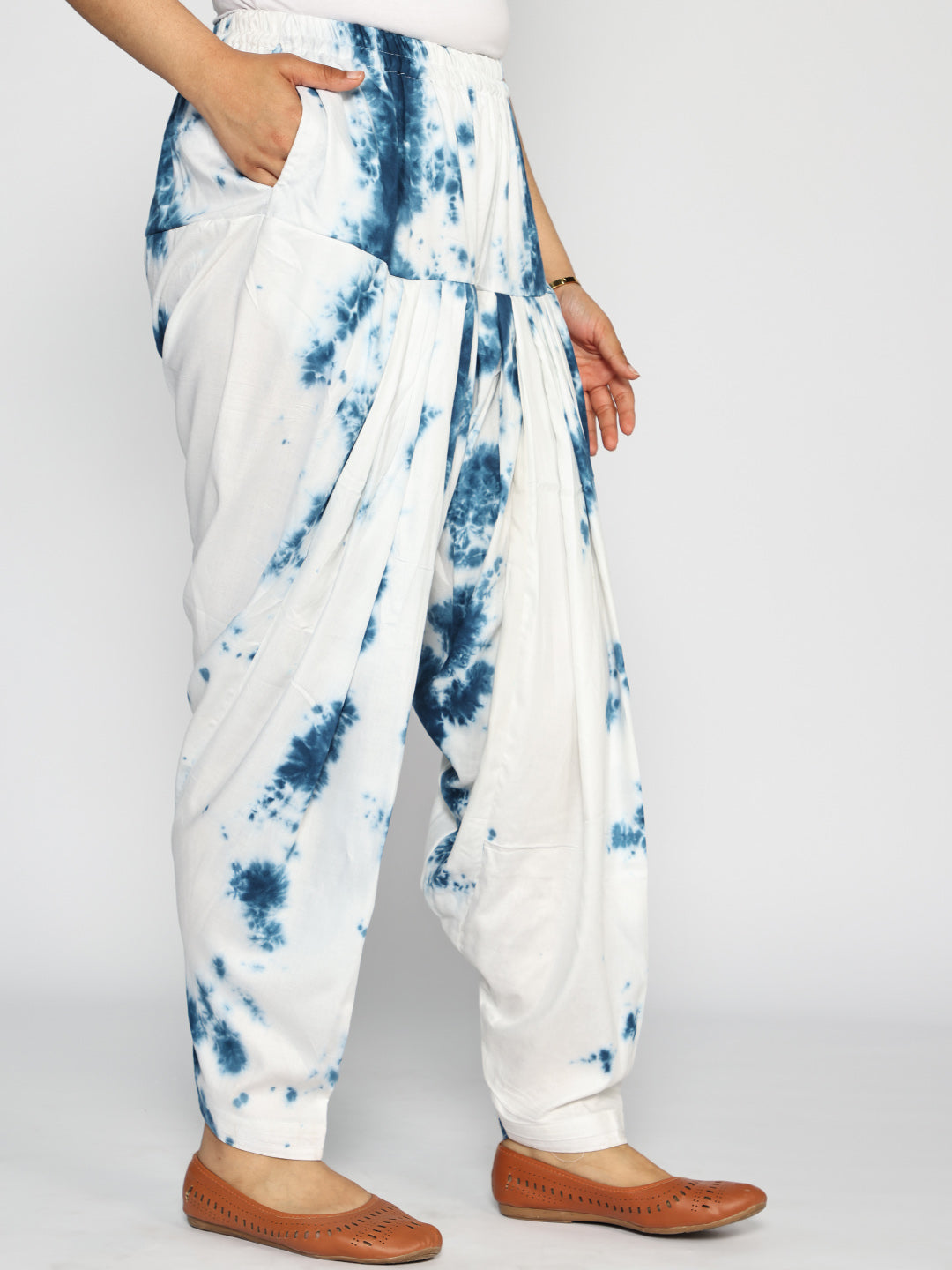 White&Blue Rayon TieDyeSalwar