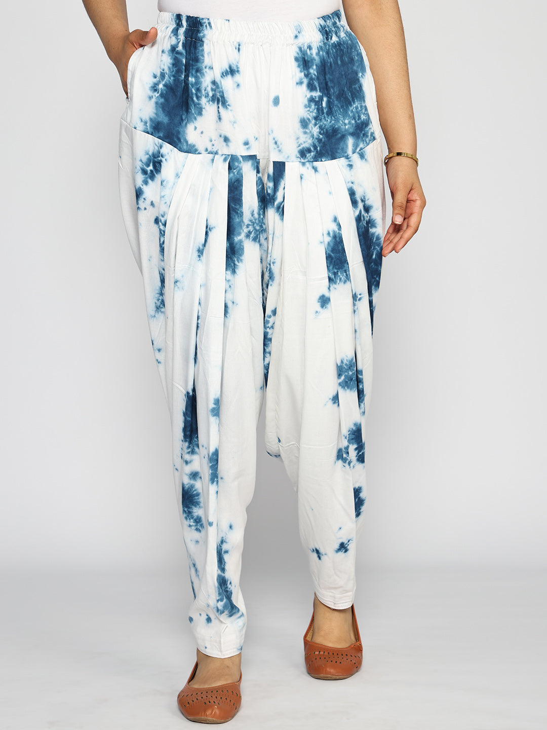 White&Blue Rayon TieDyeSalwar