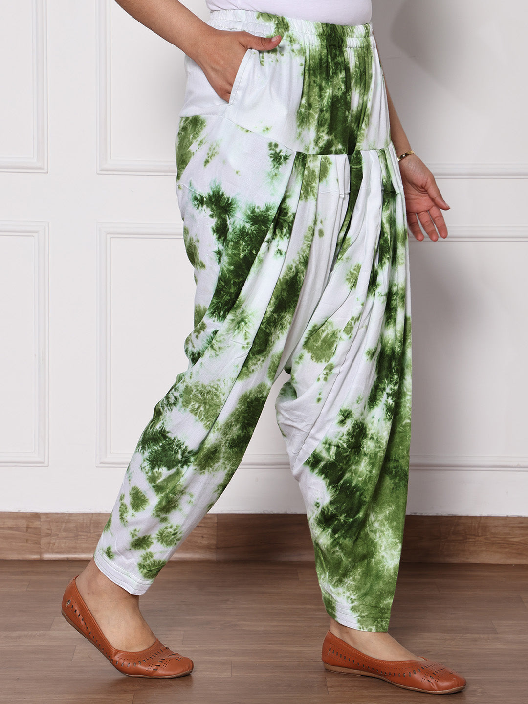 White&Green Rayon TieDyeSalwar