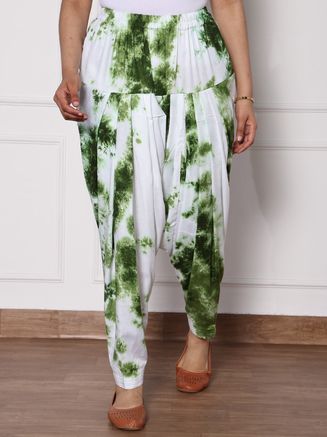 White&Green Rayon TieDyeSalwar