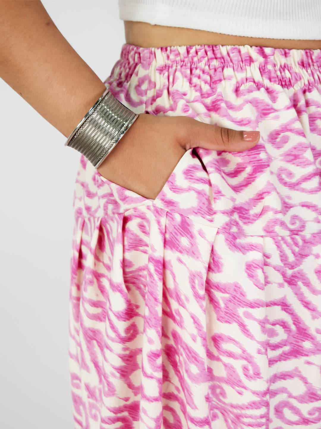 WhitePrinted Rayon Tulip Salwar - Kamalkriti
