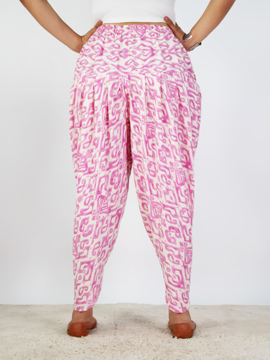 WhitePrinted Rayon Tulip Salwar - Kamalkriti