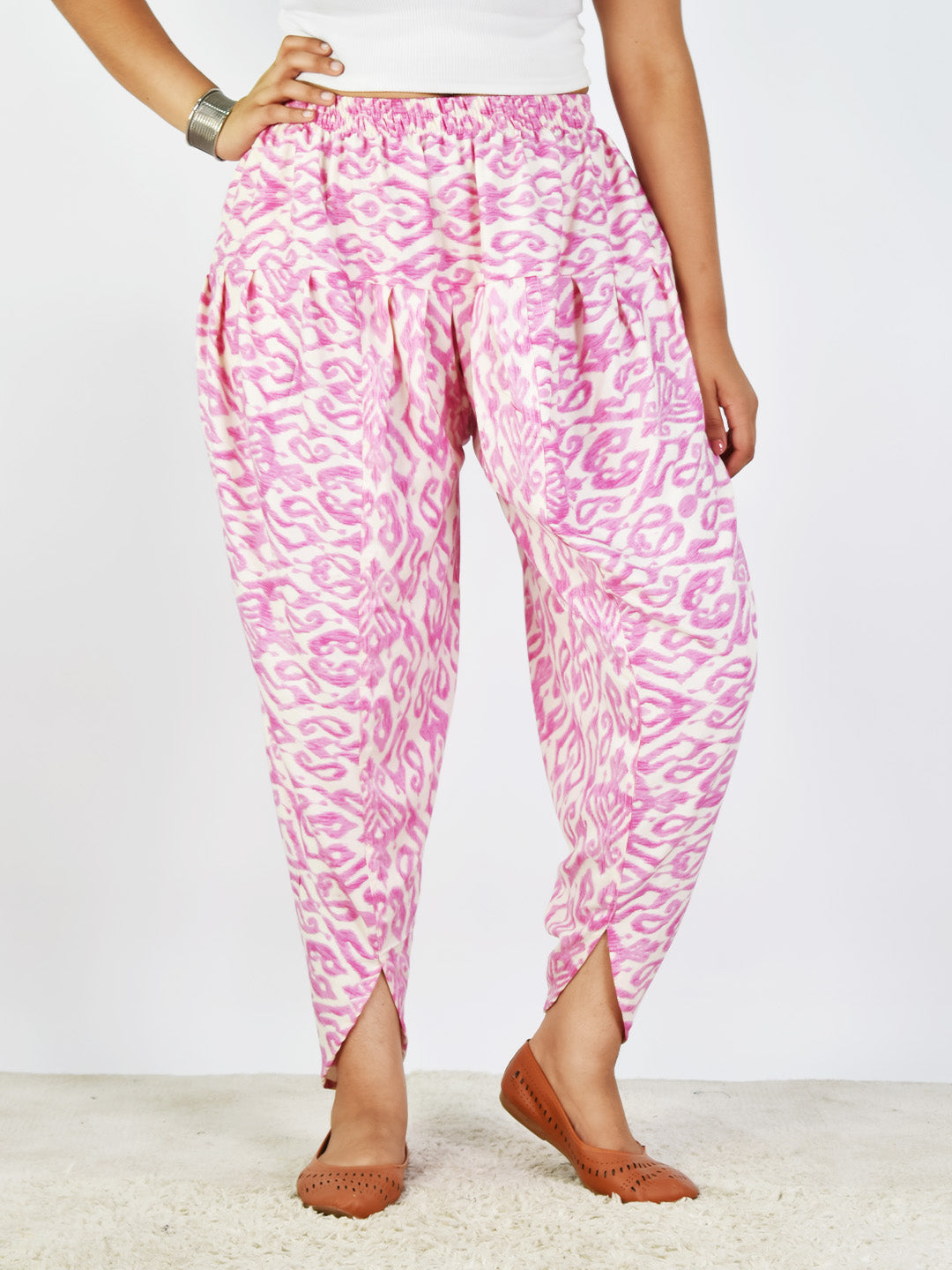 WhitePrinted Rayon Tulip Salwar - Kamalkriti