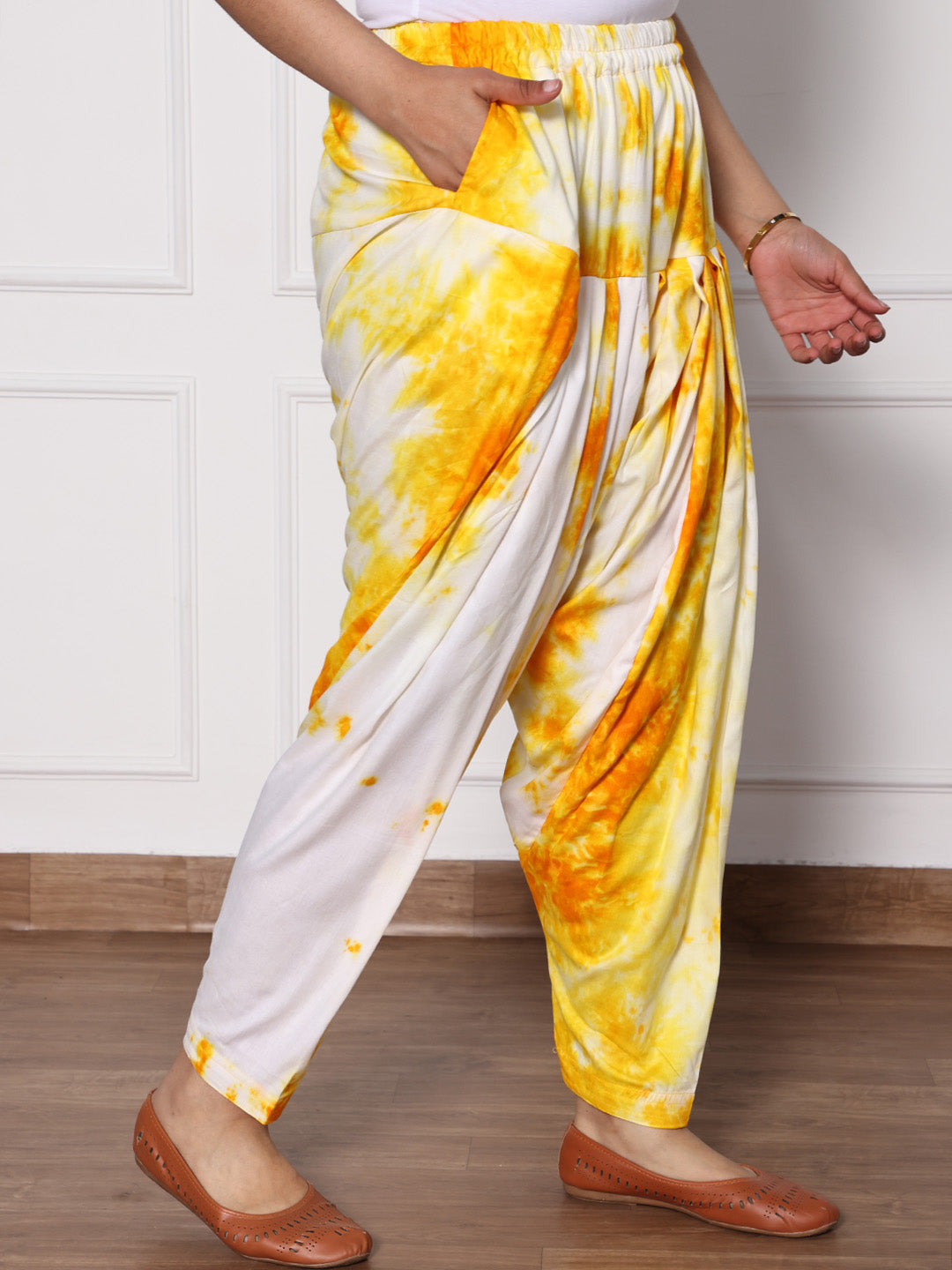 White&Yellow Rayon TieDyeSalwar