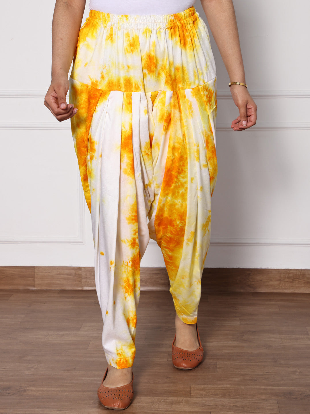 White&Yellow Rayon TieDyeSalwar