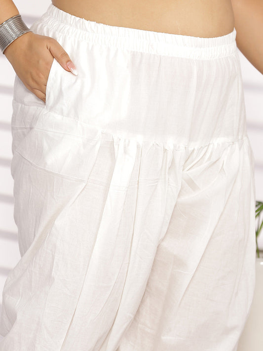 MilkyWhite Cotton Straight Salwar