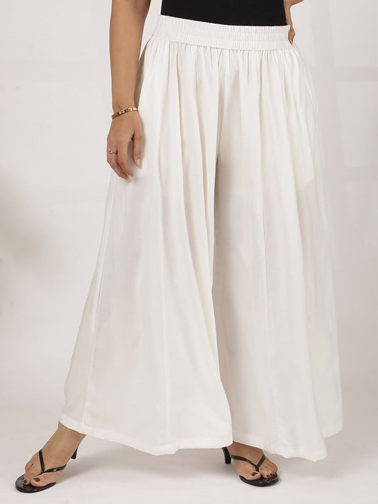 MilkyWhite Rayon Flared Palazzo