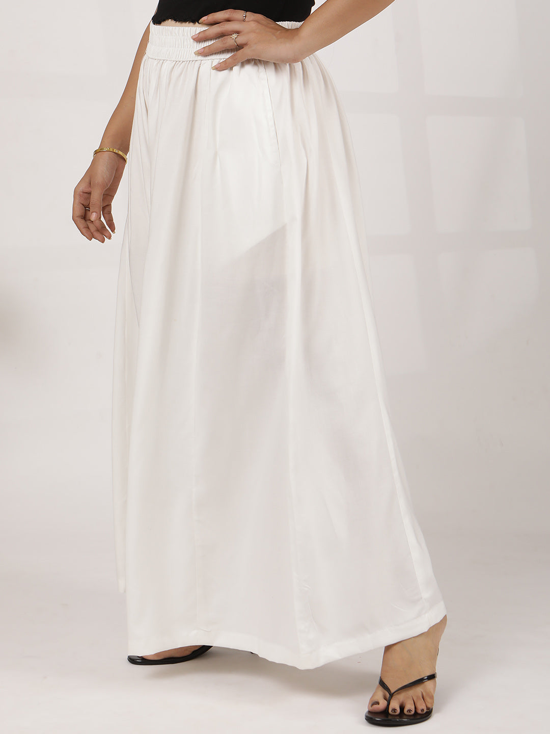 MilkyWhite Rayon Flared Palazzo