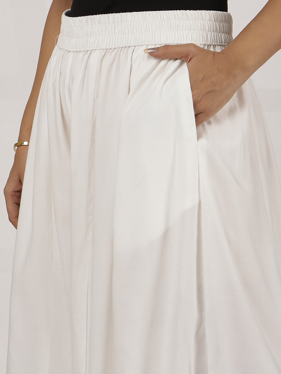 MilkyWhite Rayon Flared Palazzo