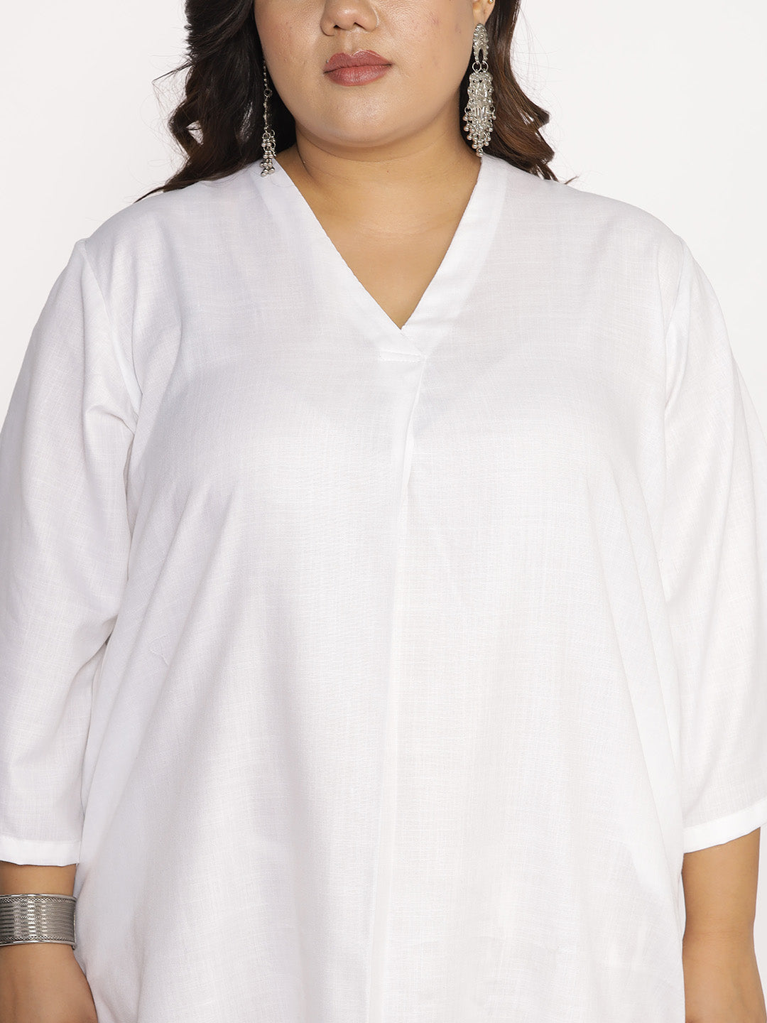 White CottonSlub PleatedKurta
