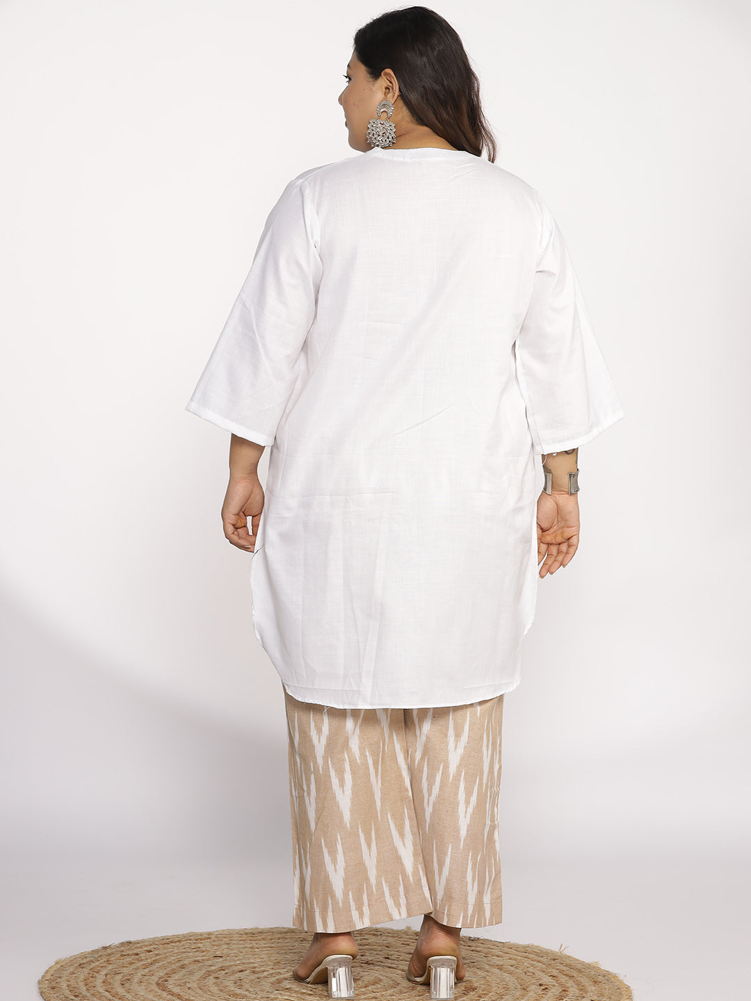 White CottonSlub PleatedKurta