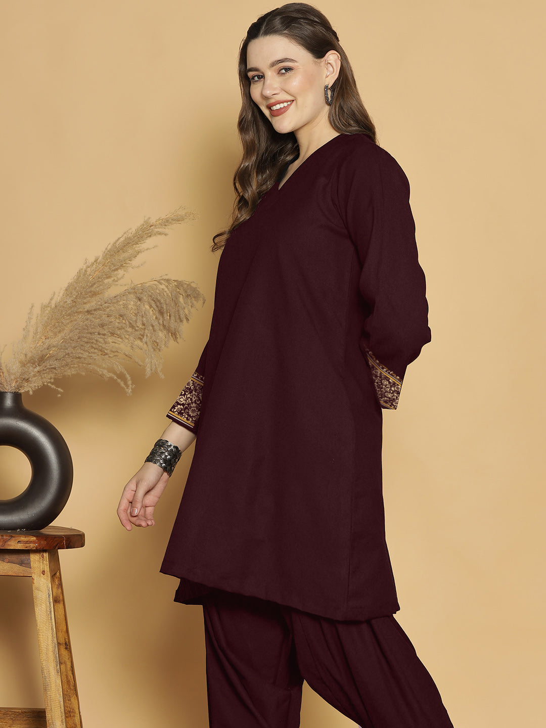 Wine Acrylic Kurti - Ambar