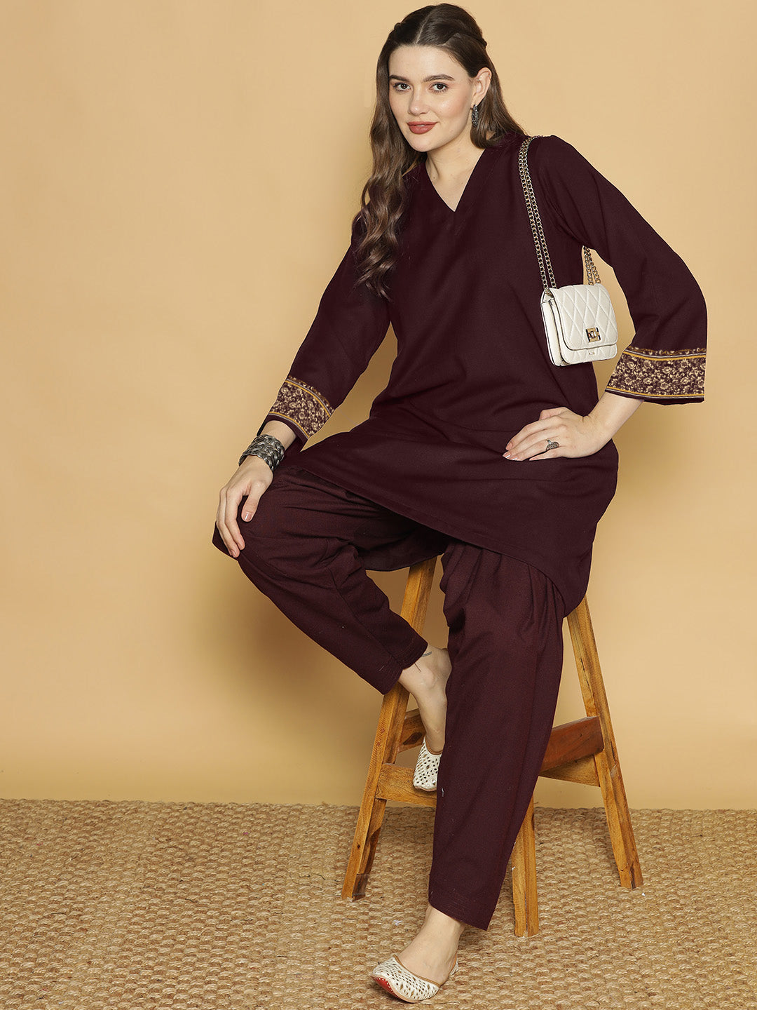 Wine Acrylic Kurti - Ambar