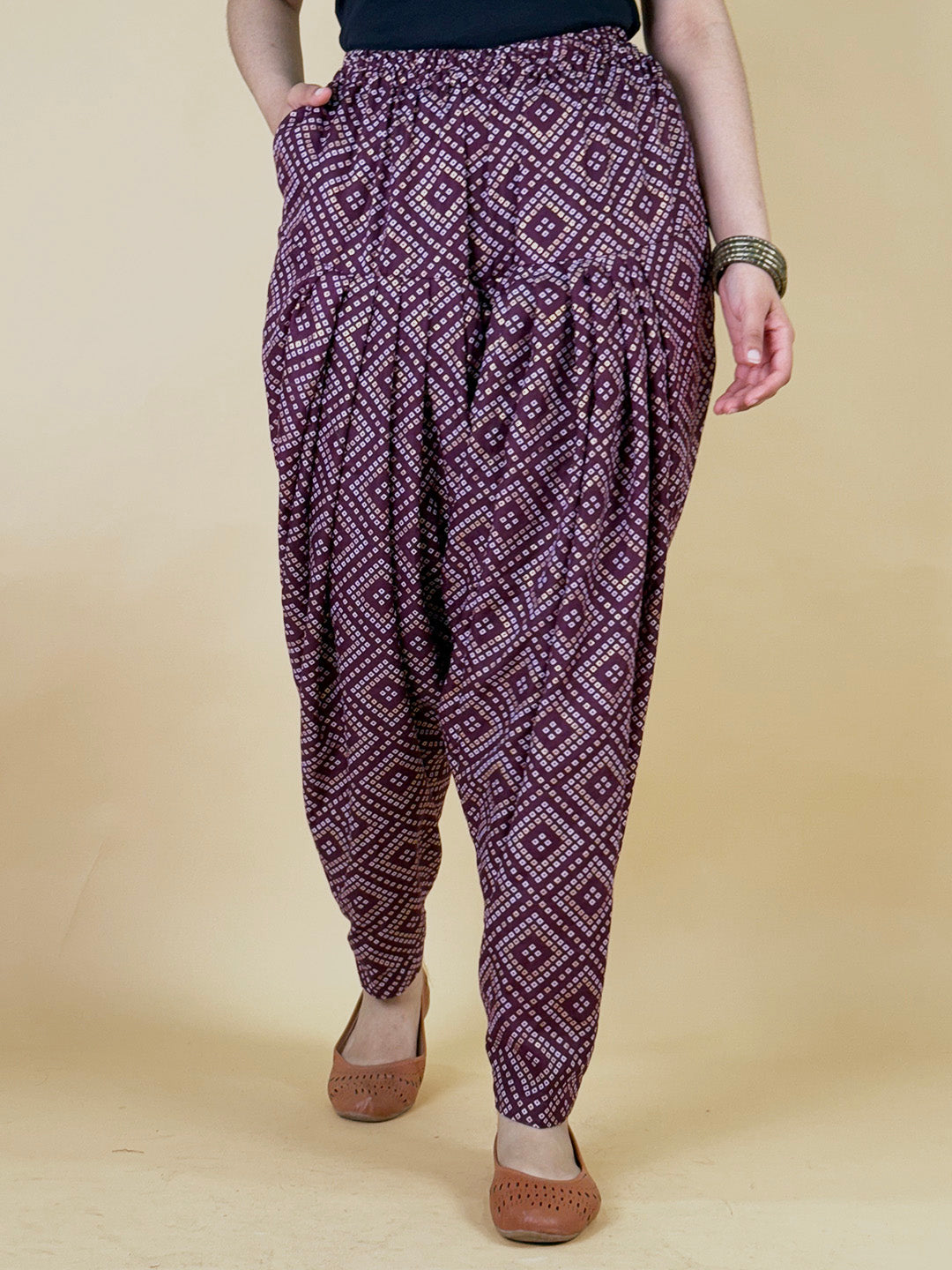 Wine Bandhani Salwar