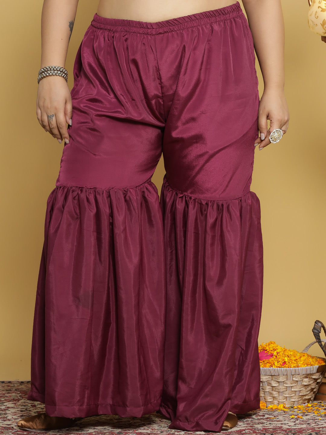 Wine Crepe Silk Sharara
