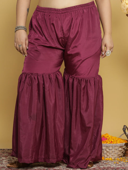 Wine Crepe Silk Sharara