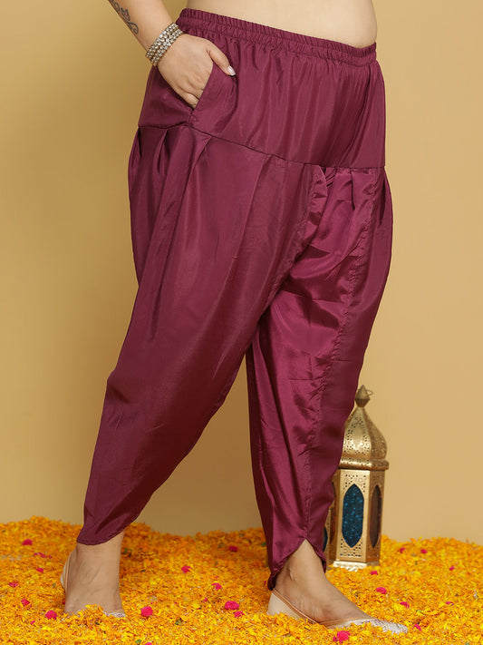 Wine Crepe Silk Tulip Salwar